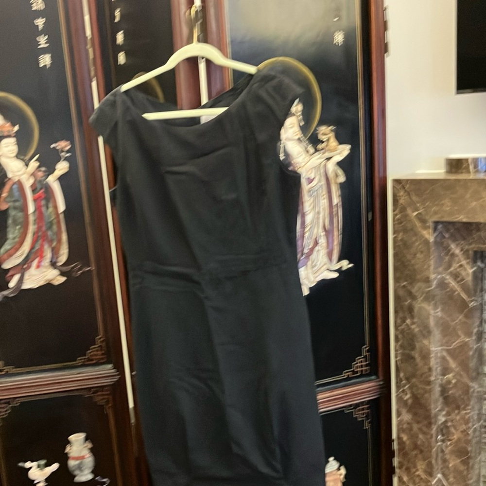 Barneys New York Black Cap Shoulder Sheath Dress